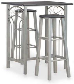 vidaXL Set mobilier de bar, 3 piese, negru, lemn și oțel