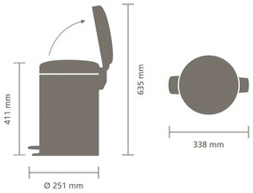 Cos de gunoi cu pedala Brabantia NewIcon 1005532, 12 L, Inchidere lina, Baza antiderapanta, Albastru deschis