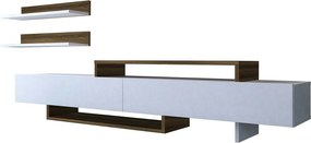 Mobilier living NIRVANA, alb/stejar inchis, PAL melaminat, 3 piese