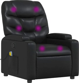 vidaXL Fotoliu rabatabil cu masaj, negru, piele ecologică