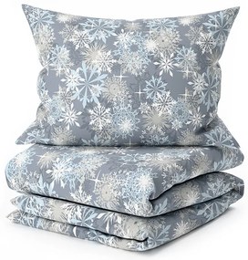 Lenjerie de pat din microfibra flanel SNOWFLAKE albastru-gri Dimensiune lenjerie de pat: 70 x 90 cm | 140 x 220 cm