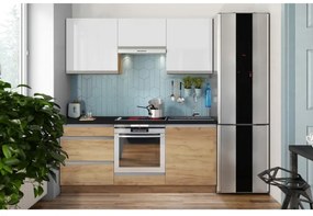 Mobilier de bucătărie MARINA 180 cm, stejar craft/alb lucios