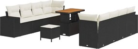 vidaXL Set de canapele pentru grădină 11 pcs Negru și Crem poliratan
