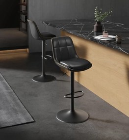 SCB3 - Set 2x Scaune Bar Negre / Maro / Gri - Piele ecologica