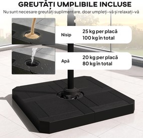 Outsunny Umbrelă de grădină suspendată, 2,4x2,4m, gri | Aosom Romania