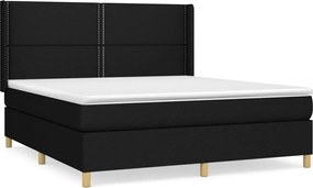vidaXL Pat box spring cu saltea, negru, 180x200 cm, catifea