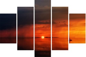 Tabloul apusului de soare cu barca (150x105 cm)