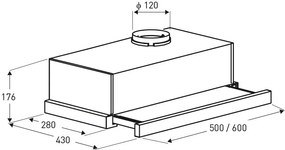 Hotă de bucătărie Treviso Black, lățime 60 cm