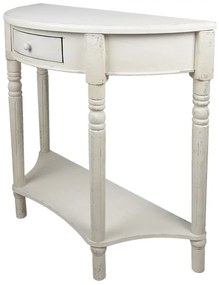 Consola alba, din lemn, cu un sertar, Clemoire