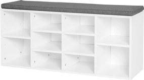 HOMCOM Bancheta Pantofar cu Rafturi Reglabile, Mobilier Hol din Lemn, Alb și Gri, 104x30x48cm | Aosom Romania
