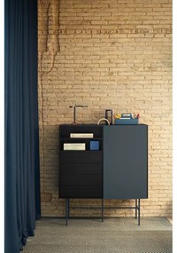 Comodă neagră-gri antracit înaltă cu ușă glisantă 120x140 cm Nube – Teulat