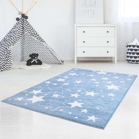 Covor albastru de calitate pentru copii, cu stele Lăţime: 80 cm | Lungime: 150 cm