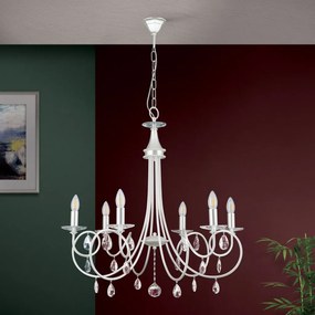 Candelabru 6 brate stil clasic cu cristale Swarovski Giada argintiu mat