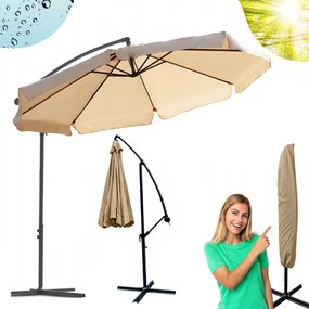 Umbrelă mare de grădină bej cu suport