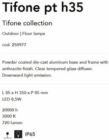 Stalp LED modern de iluminat exterior ambiental Tifone pt h35