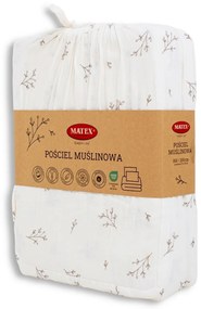 Lenjerie de pat din muselină Matex Crenguțe, 140 x 200 cm, 70 x 90 cm