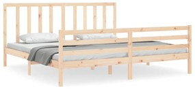3193811 vidaXL Cadru pat cu tăblie 200x200 cm, lemn masiv de pin