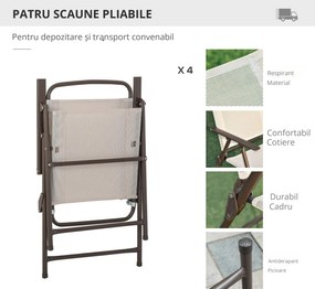 Set Mobilier de Gradina Outsunny cu Tuburi Otel 6 bucati, crem | Aosom Romania