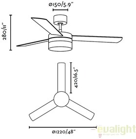 Lustra cu ventilator si telecomanda PANAY nichel 33608