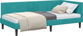 vidaXL Cadru de pat colțar cu headboard Turcoaz 90 cm x 190 cm Catifea