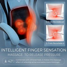 ErgoRelax Pro JD– Scaun Gaming Ergonomic, Masaj Lombar si Incalzire, Spătar Rabatabil 155°, Suport picioare, Material textil, Albastru/Negru