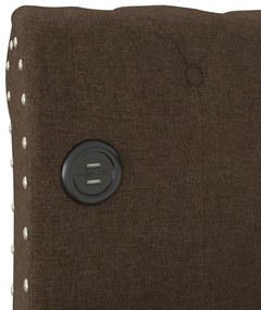 Pat de zi cu saltea, maro, 90x200 cm, textil, USB Maro
