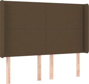 vidaXL Tăblie de pat cu aripioare maro închis 147x16x118/128 cm textil