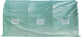 Outsunny Serra a Tunnel da Giardino Struttura in Acciaio con 6 Finestre e Porta Avvolgibili, 400x200x210cm verde 400x200x210cm