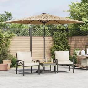 vidaXL Umbrelă soare de grădină cu stâlp din oțel, maro 288x288x225 cm