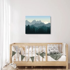 Tablou pe sticlă - Munții cu privirea graficeanului (70x50 cm)