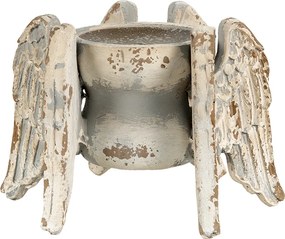 Supot lumanare, bej, din lemn, 21x19x15 cm, Wings