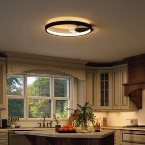 HOMCOM Lampă de tavan LED Modernă de 40W cu 2 Inele și Lumină Reglabilă, Negru | Aosom Romania
