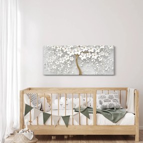Tablou cu copac alb cu flori (120x50 cm)