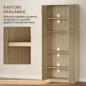 HOMCOM Mobilier de Depozitare cu 2 Dulapuri și Rafturi Reglabile din Lemn Stejar | Aosom Romania