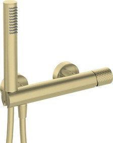 🚿 Baterie pentru duș SILIA HEXA, cu set de duș – Finisaj auriu periat – Cod BHS_R41M