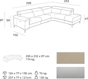 Coltar design LUX cu sezlong dreapta, functia relax Serena AC-5320-R