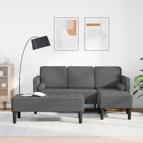 vidaXL Set de canapea 2 pcs Gri închis 173 x 131 x 67 cm țesătură