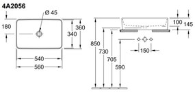 Villeroy & Boch 4A2056R1 - Lavoar pe blat COLLARO 56x36 cm ceramică/albă