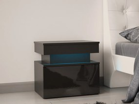 Noptieră Lesteralo 1S (Negru + lucios negru) (cu iluminat LED albastru). 1104513