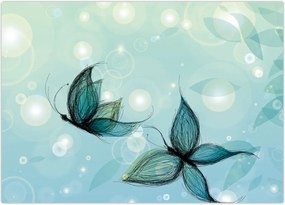 Tablou pe sticlă - Fluturi albaștri (70x50 cm)