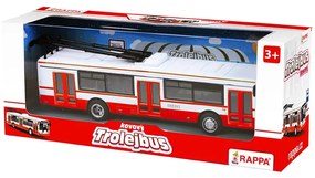 Troleibus metalic, 16 cm, roșu - cu tragere