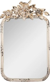 Oglinda alba, de masa, din metal, cu aspect vintage 27x5x45 cm
