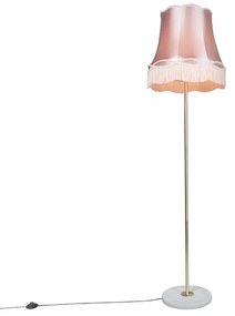 Lampă de podea retro din alamă cu abajur Granny roz 45 cm - Kaso