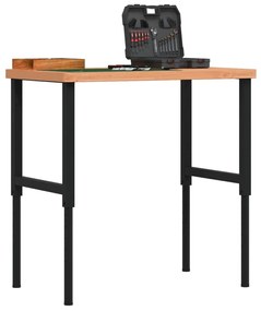 vidaXL Banc de lucru 100x60x(73-99,5) cm lemn masiv fag dreptunghiular