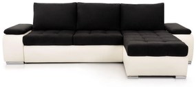 Coltar Extensibil LORELLA, sezlong interschimbabil, 295x170x95 cm, Negru/Alb