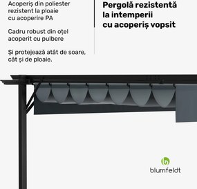 Blumfeldt Pantheon Robust Pergola, 3x4 m oțel vopsit electrostatic, rezistent la intemperii.