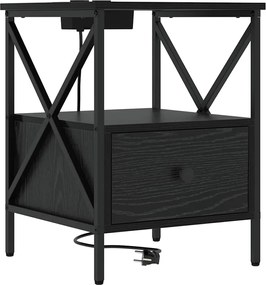 vidaXL Dulap de noapte Stejar Negru 41,5 x 40,5 x 55 cm Lemn compozit