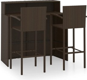 vidaXL Set mobilier de bar de grădină, 3 piese, maro