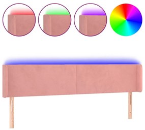 vidaXL Tăblie de pat cu LED, roz, 183x16x78/88 cm, catifea