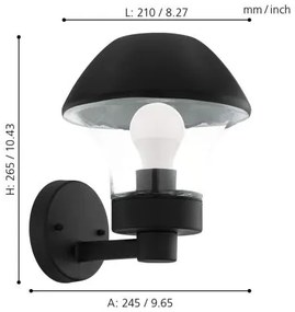 Eglo 33567 - Aplica LED de exterior reglabilă VERLUCCA-C, 1xE27/9W/230V, IP44